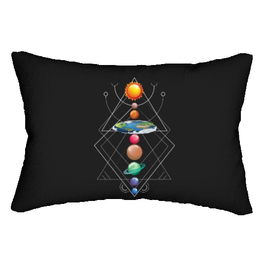 Solar System Flat Earth I Love My Planet Space Lumbar Pillows