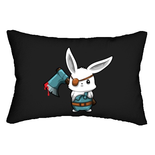 Killer Bunny With Axe Halloween Horror Lumbar Pillows