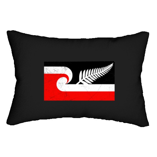 Maori Flag Silver Fern New Zealand Lover Gift Idea Lumbar Pillows