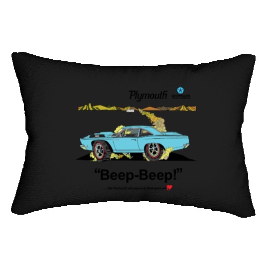 1968 Plymouth Road Runner Salt Flats Light Blue Lumbar Pillows
