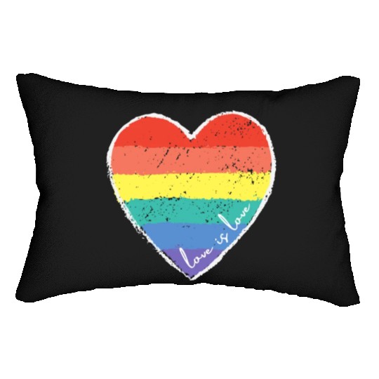 Love Is Love Rainbow Heart Lumbar Pillows