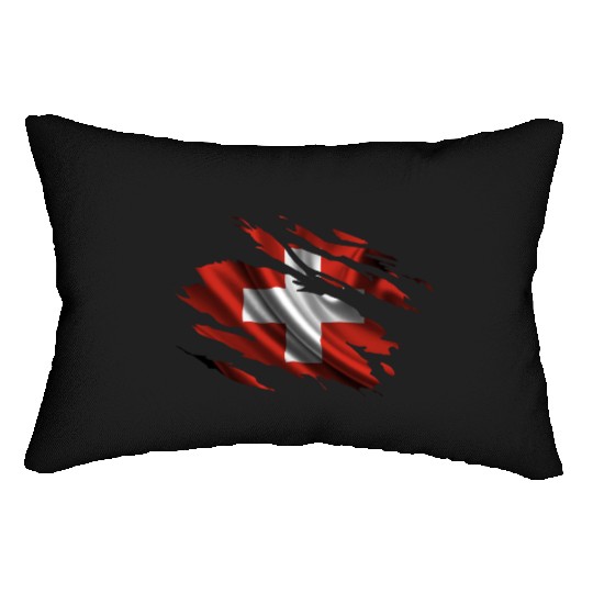 Switzerland Ripped Flag Lumbar Pillows
