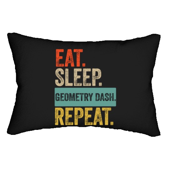 Eat sleep geometry dash repeat retro vintage Lumbar Pillows