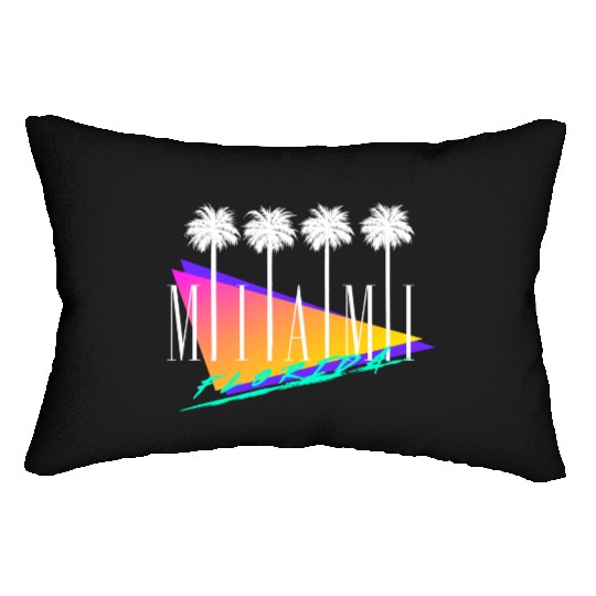 Miami Florida Retro Style Lumbar Pillows