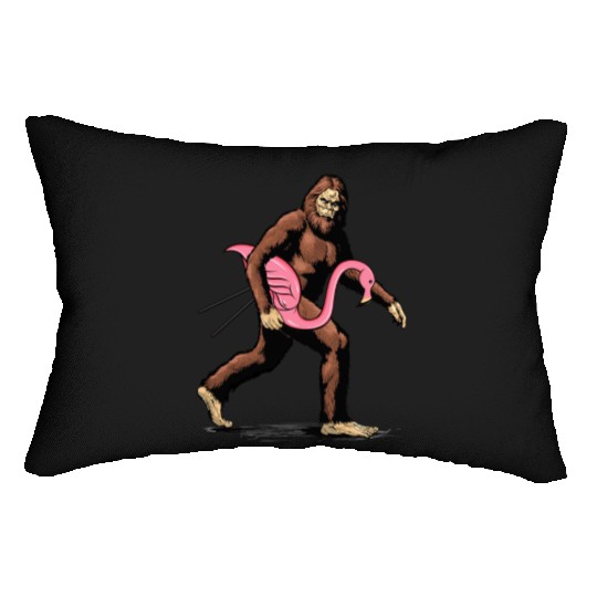 Bigfoot Carrying Lawn Flamingo Funny Big Bird Pun Lumbar Pillows