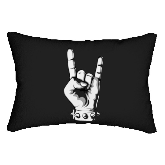 Rock And Roll Finger Sign Music Cool Rock Band Pun Lumbar Pillows