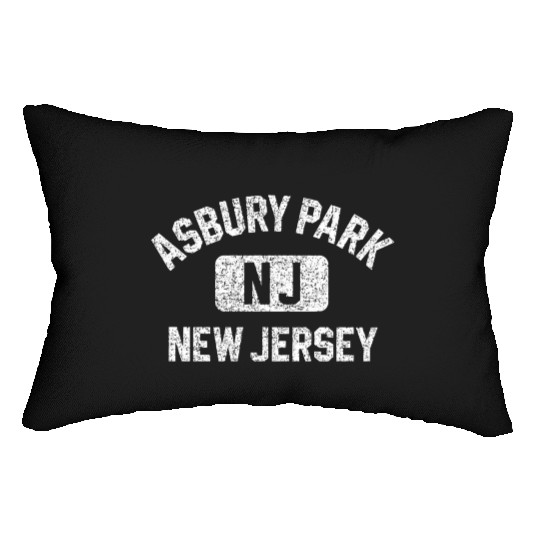 Asbury Park Nj New Jersey Gym Style Distressed Whi Lumbar Pillows