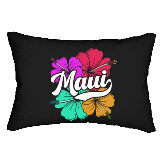 Maui Hawaii With Hawaiian Hibiscus Flowers Lumbar Pillows