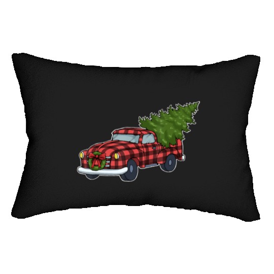 Buffalo Plaid Red Truck Christmas Tree Xmas Gift Lumbar Pillows