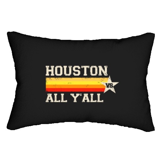 Houston vs All Y'all Vintage Stripe Texas Baseball Lumbar Pillows