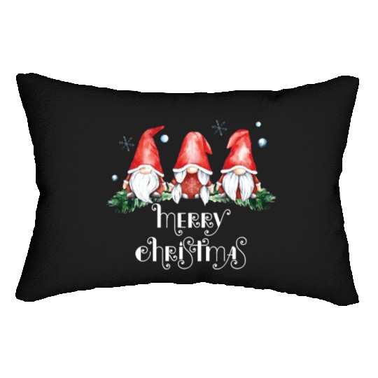 Three Nordic Gnomes Winter GNOMIES MERRY CHRISTMAS Lumbar Pillows