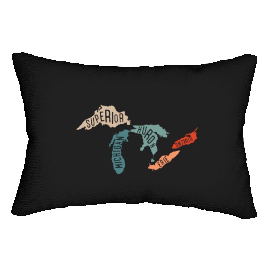 Great lakes USA, Michigan Lake Erie Lake Lumbar Pillows