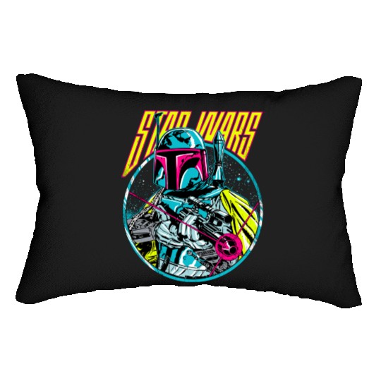 Star Wars Boba Fett Neon Blaster Vintage Graphic Lumbar Pillows