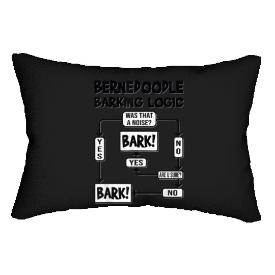 Dog Barking Logic Funny Dog Idea Funny Bernedoodle Lumbar Pillows