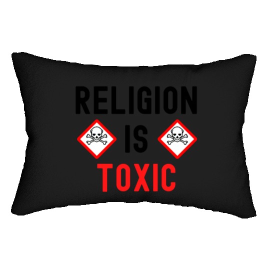 RELIGION Is TOXIC Skull Crossbones toxicity symbol Lumbar Pillows