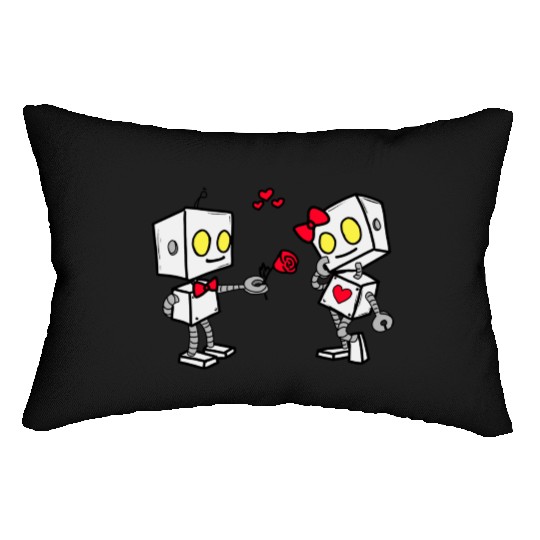 Happy Valentine’s Day robot couple Lumbar Pillows