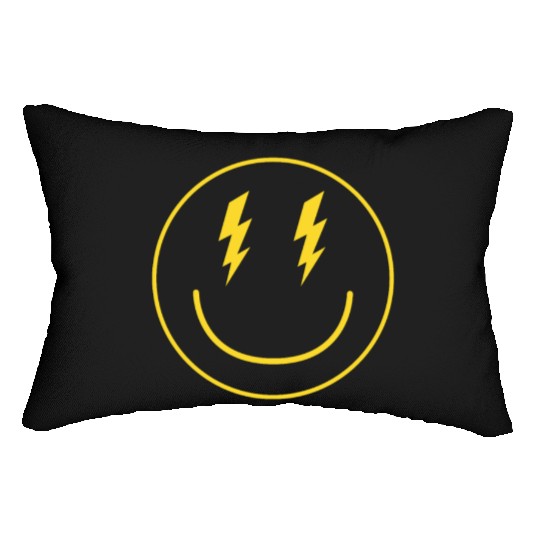Lightning Smiley Face Emoticon Happy Face Smileyhi Lumbar Pillows