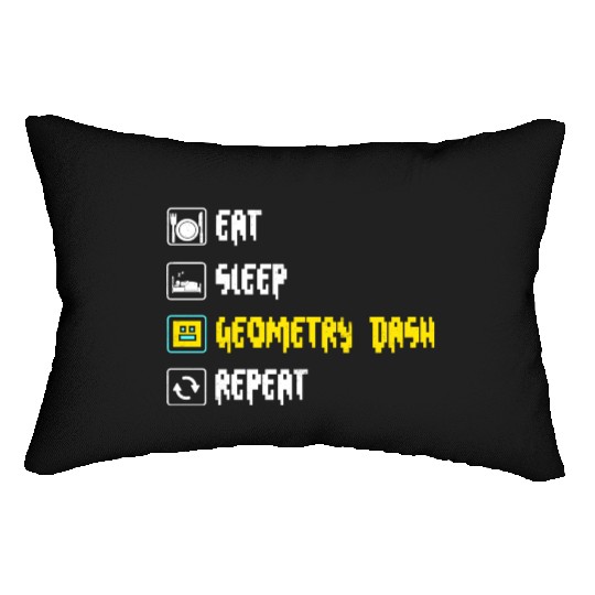 Eat sleep geometry dash repeat retro Jumper Repeat Lumbar Pillows