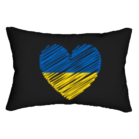 I Stand With Ukraine Ukrainian Heart Flag Lumbar Pillows