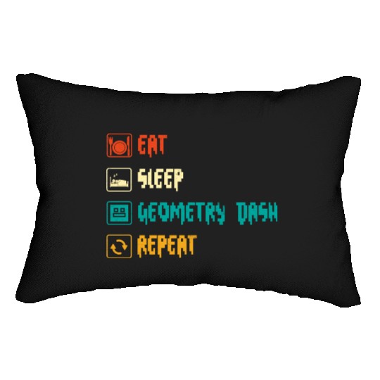 Eat sleep geometry dash repeat retro Jumper Repeat Lumbar Pillows