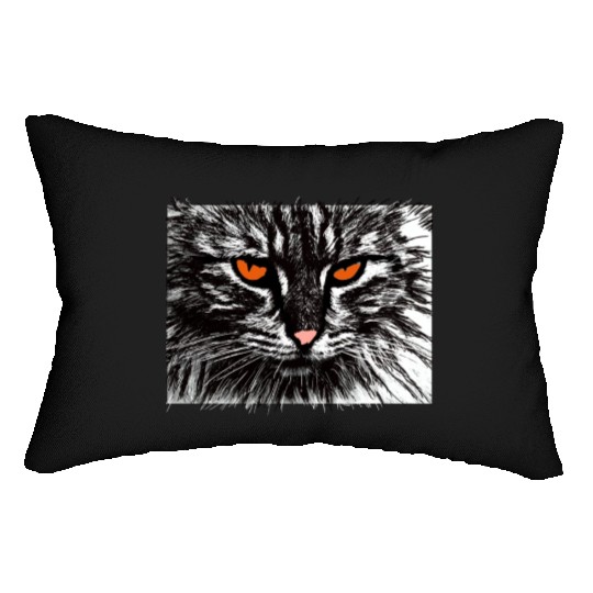 funny cat face Lumbar Pillows