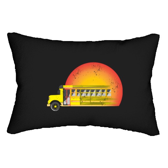 Retro Sunset School Bus Driver Lumbar Pillows