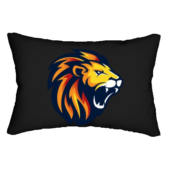 angry lion face Lumbar Pillows