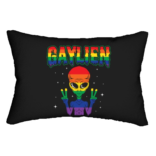 LGBT Funny Gay Alien Gaylien Rainbow Pride Gift Lumbar Pillows