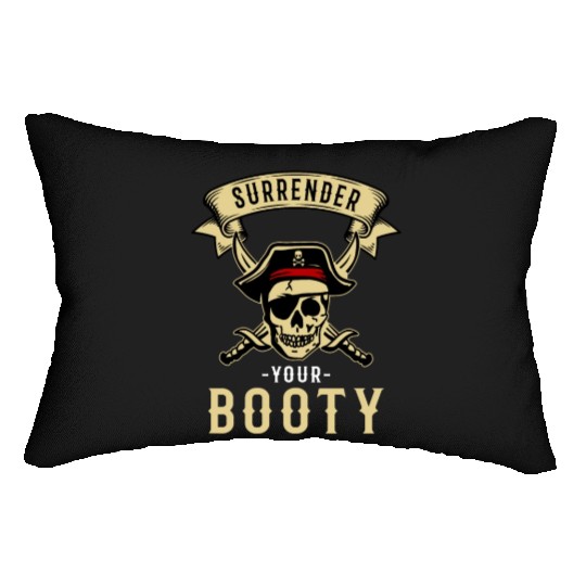 Surrender Your Booty Pirate Skull Crossbones Lumbar Pillows