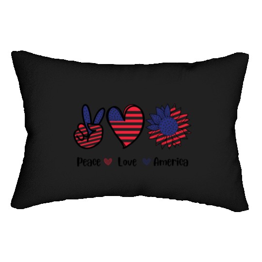 Peace Love America 4th July Gift Lumbar Pillows Design