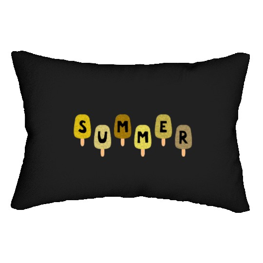 Yellow ICE CREAM STICKS with SUMMER Word Lumbar Pillows