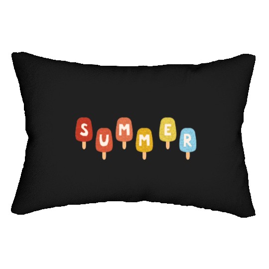 Colorful ICE CREAM STICKS with SUMMER Word Lumbar Pillows