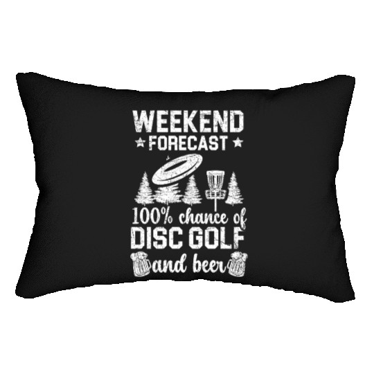 Weekend Forecast 100% Chance Of Disc Golf And Beer Lumbar Pillows