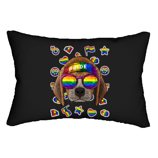 LGBT Beagle Gay Pride Month Dog Rainbow Lesbian Lumbar Pillows