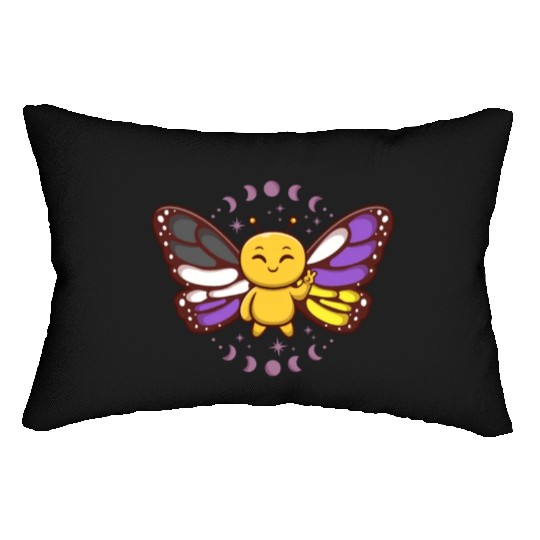 Gender Non-Binary Monarch Butterfly Subtle Pride Lumbar Pillows