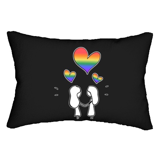 lgbt couple lesbian love valentines day Lumbar Pillows