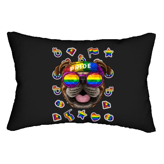 LGBT Bulldog Gay Pride Month Dog Rainbow Lesbian Lumbar Pillows