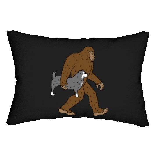 Bigfoot Sasquatch Carrying Schnauzer Lumbar Pillows