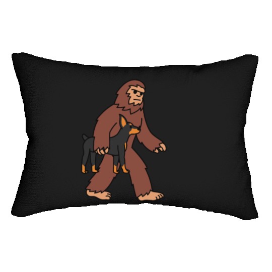 Bigfoot Sasquatch Carrying Doberman Lumbar Pillows