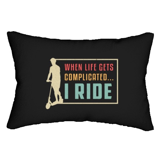 Scooter Driver I Ride Escooter Stunt Retro Vintage Lumbar Pillows