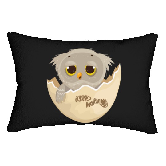 Good morning .. cute baby lazy owl hatching Lumbar Pillows