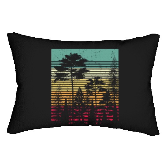 Retro Style Wildlife Trees Outdoors Nature Forest Lumbar Pillows