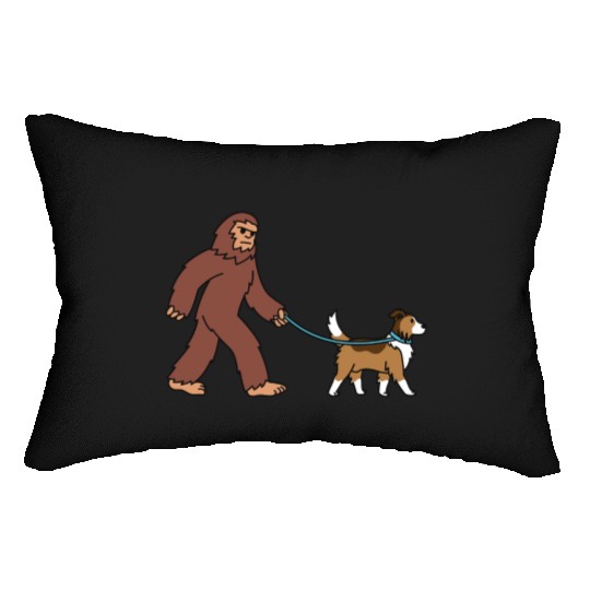 Bigfoot Sasquatch Walking Shetland Sheepdog Lumbar Pillows
