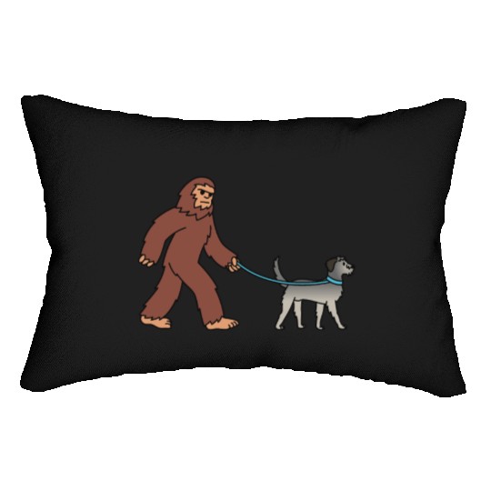 Bigfoot Sasquatch Walking Irish Wolfhound Lumbar Pillows