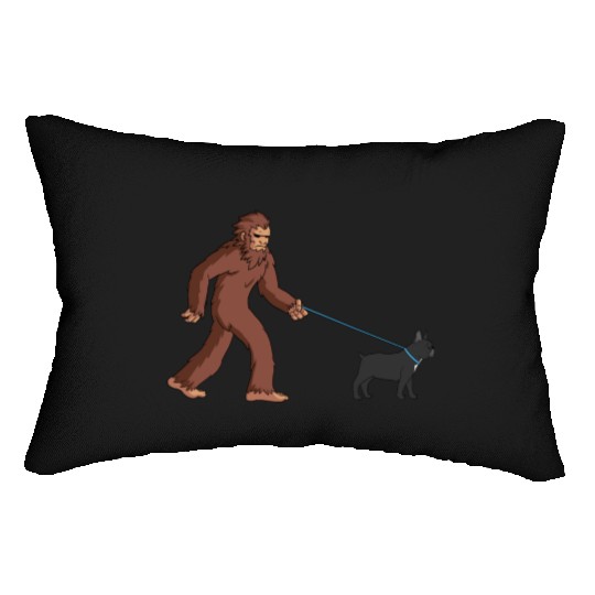 Bigfoot Sasquatch Walking French Bulldog Lumbar Pillows