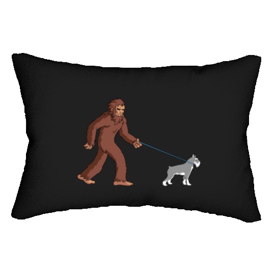 Bigfoot Sasquatch Walking Schnauzer Lumbar Pillows
