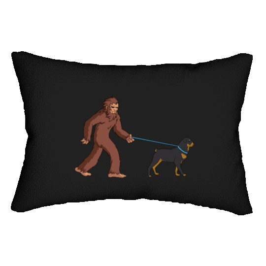 Bigfoot Sasquatch Walking Rottweiler Lumbar Pillows