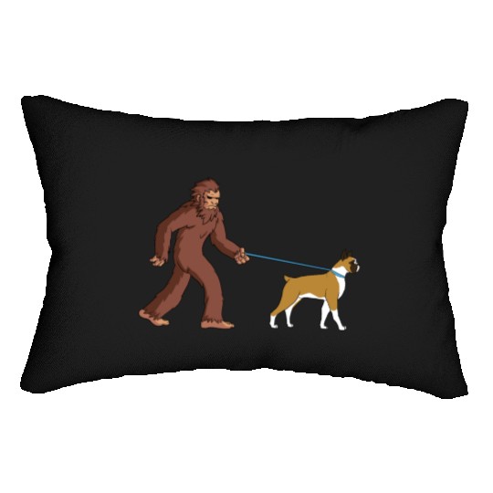 Bigfoot Sasquatch Walking Boxer Dog Lumbar Pillows