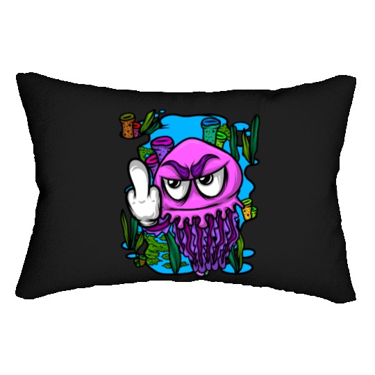 Jelly Fish Middle Finger Jellyfish Lumbar Pillows