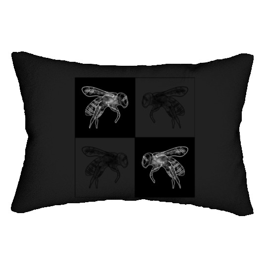 Artful Bees Black and White Checkers Lumbar Pillows
